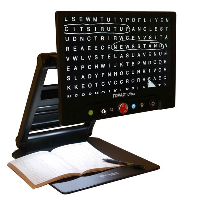 Topaz ultra with crossword puzzle on screen